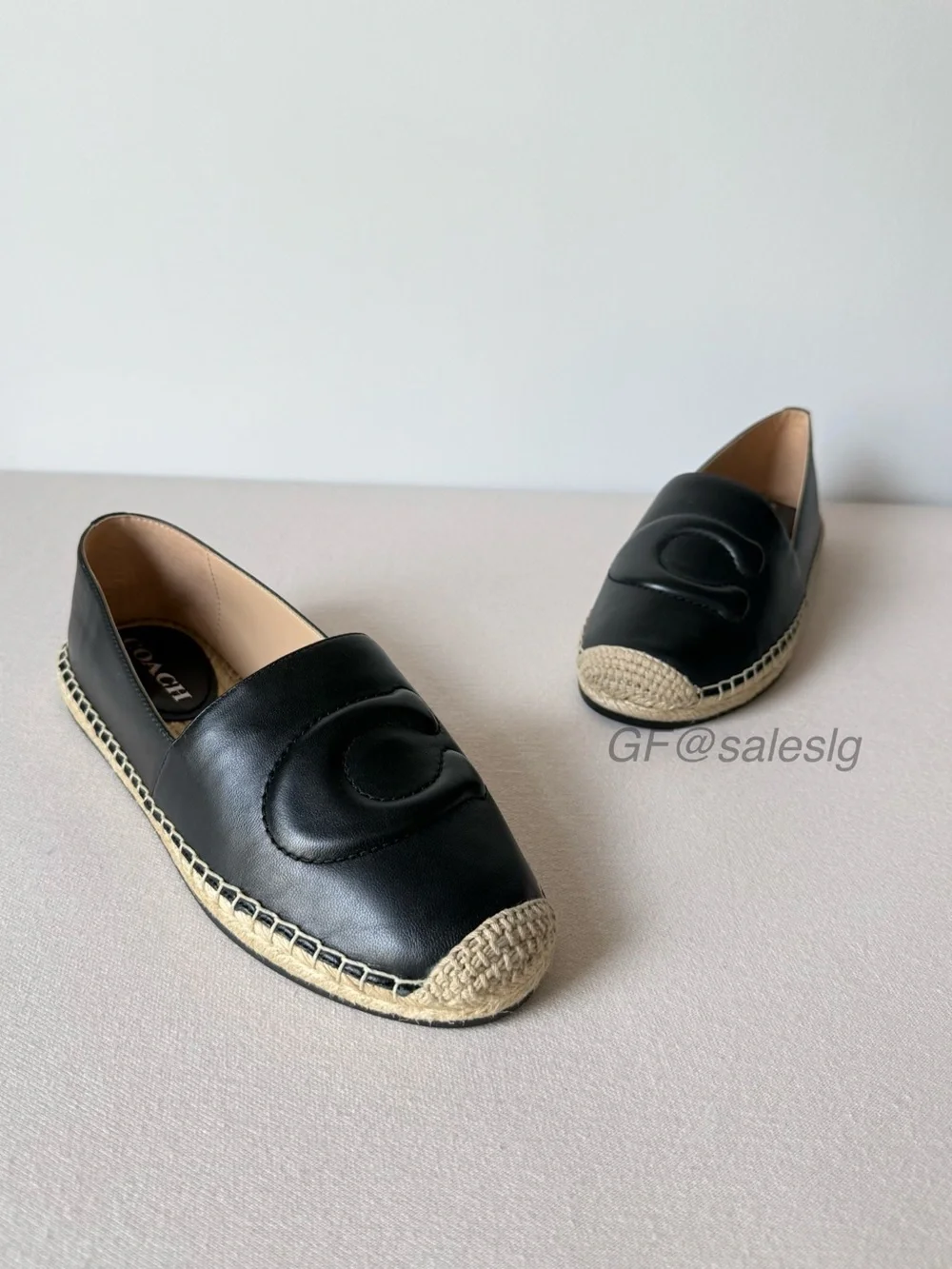 Coach Cruz Espadrille Leather Loafer Black CR848 Size 7